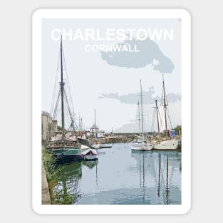 Charlestown Cornwall.  Cornish gift Kernow Travel location poster, St Austell Sticker